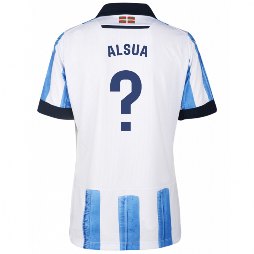 Uomo Maglia Adur Alsua #0 Blu Bianco Kit Gara Home 2023/24 Maglietta