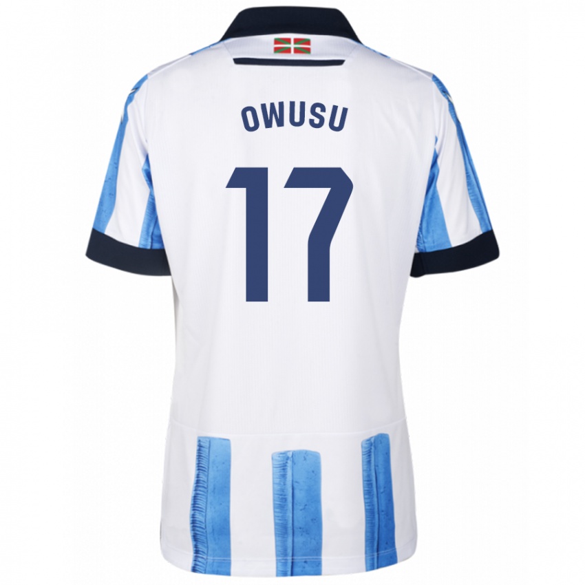 Uomo Maglia Jacqueline Owusu #17 Blu Bianco Kit Gara Home 2023/24 Maglietta