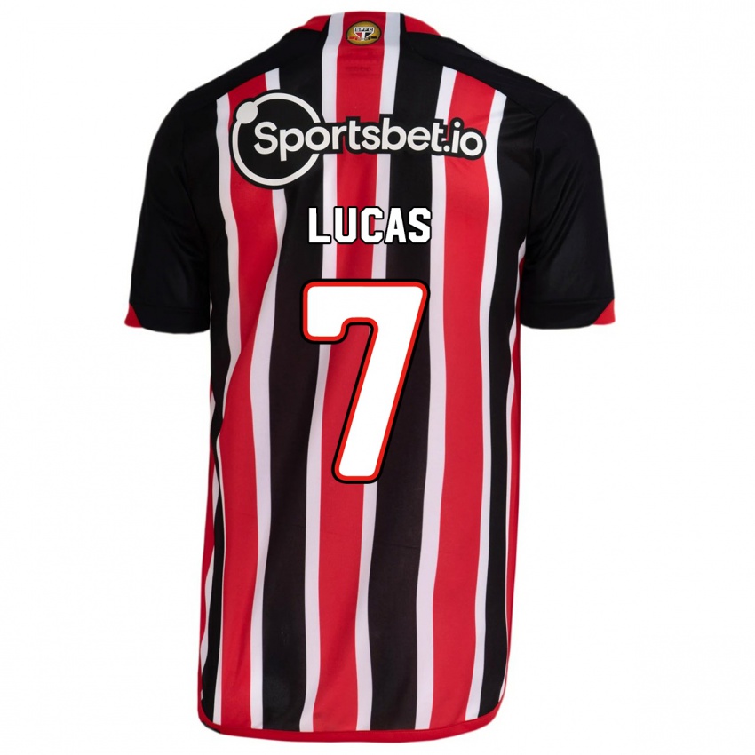 Uomo Maglia Lucas Moura #7 Blu Rosso Kit Gara Away 2023/24 Maglietta