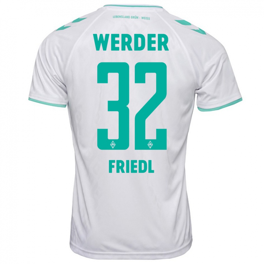 Uomo Maglia Marco Friedl #32 Bianco Kit Gara Away 2023/24 Maglietta