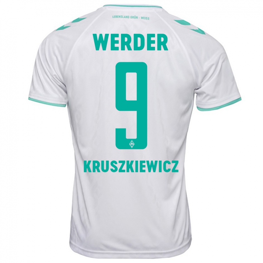 Uomo Maglia Jakub Kruszkiewicz #9 Bianco Kit Gara Away 2023/24 Maglietta