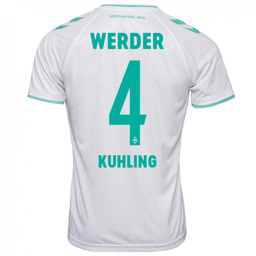 Uomo Maglia Ole Kühling #4 Bianco Kit Gara Away 2023/24 Maglietta