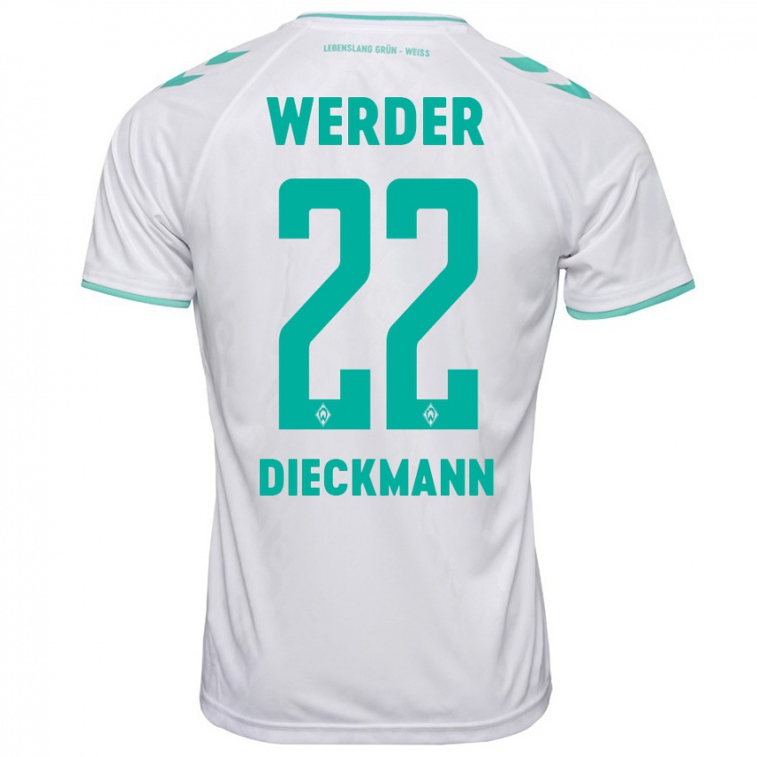 Uomo Maglia Rieke Dieckmann #22 Bianco Kit Gara Away 2023/24 Maglietta