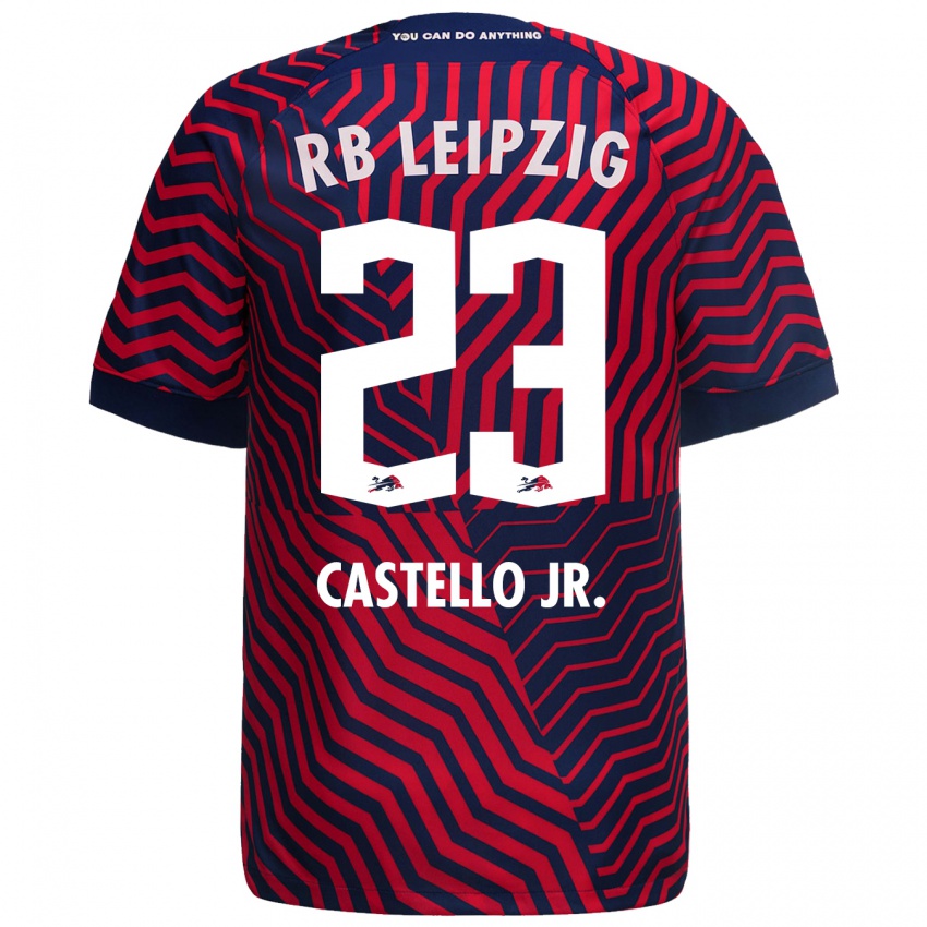 Uomo Maglia Castello Lukeba #23 Blu Rosso Kit Gara Away 2023/24 Maglietta