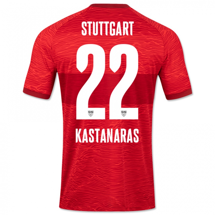 Uomo Maglia Thomas Kastanaras #22 Rosso Kit Gara Away 2023/24 Maglietta