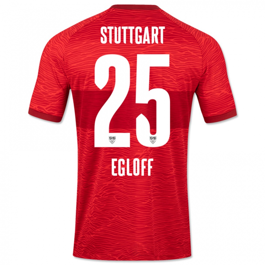 Uomo Maglia Lilian Egloff #25 Rosso Kit Gara Away 2023/24 Maglietta