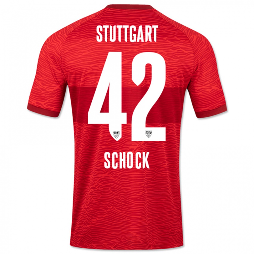 Uomo Maglia Florian Schock #42 Rosso Kit Gara Away 2023/24 Maglietta