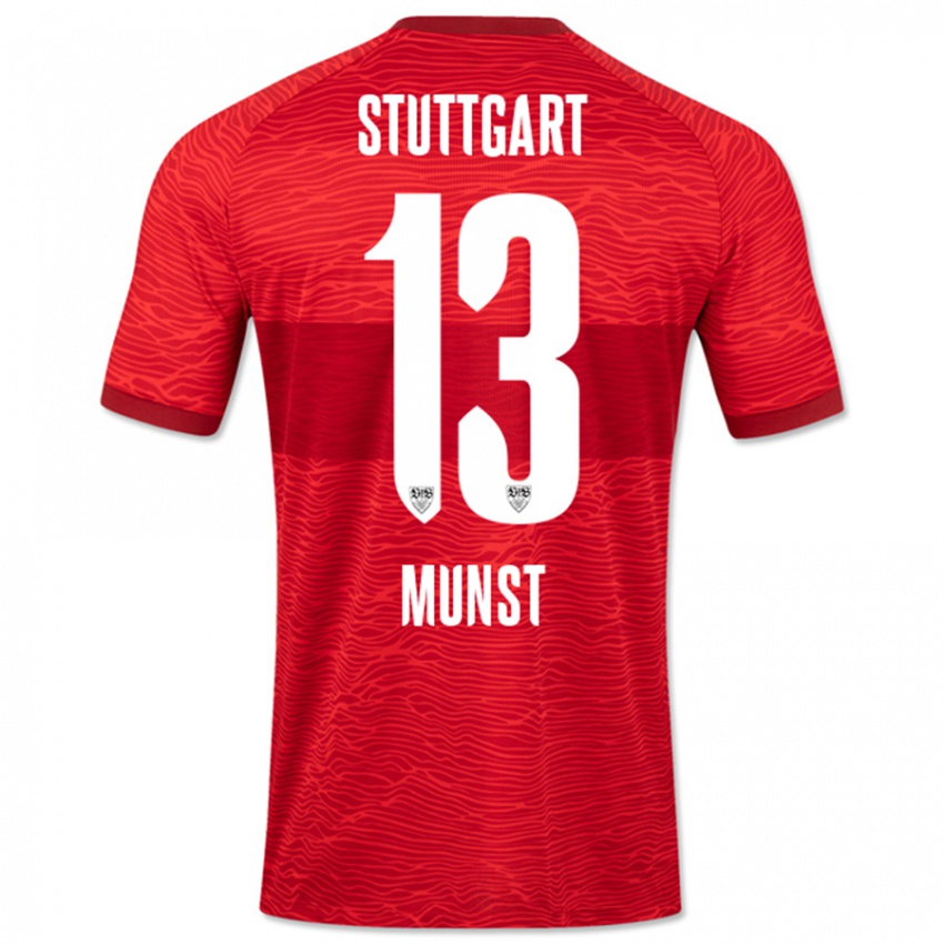 Uomo Maglia Leonhard Münst #13 Rosso Kit Gara Away 2023/24 Maglietta