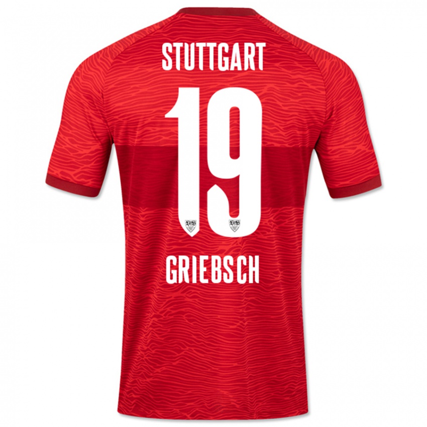 Uomo Maglia Lukas Griebsch #19 Rosso Kit Gara Away 2023/24 Maglietta