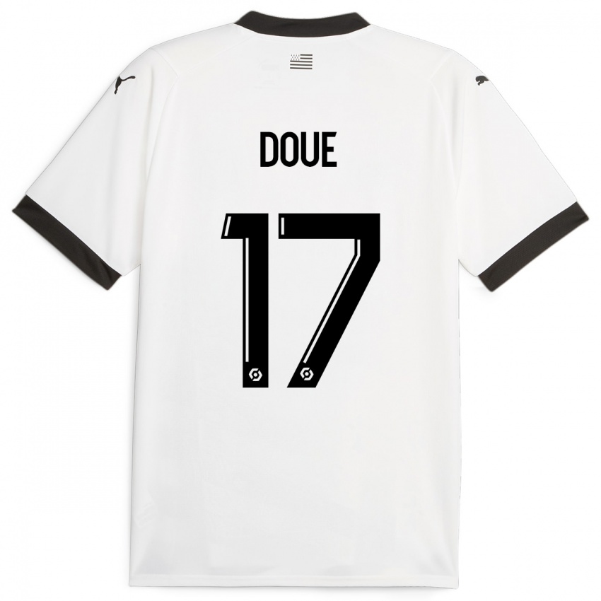 Uomo Maglia Guéla Doué #17 Bianco Kit Gara Away 2023/24 Maglietta