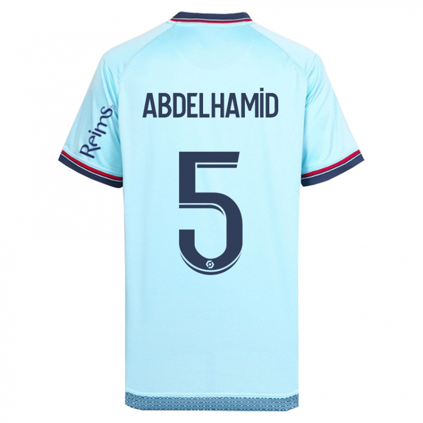 Uomo Maglia Yunis Abdelhamid #5 Cielo Blu Kit Gara Away 2023/24 Maglietta