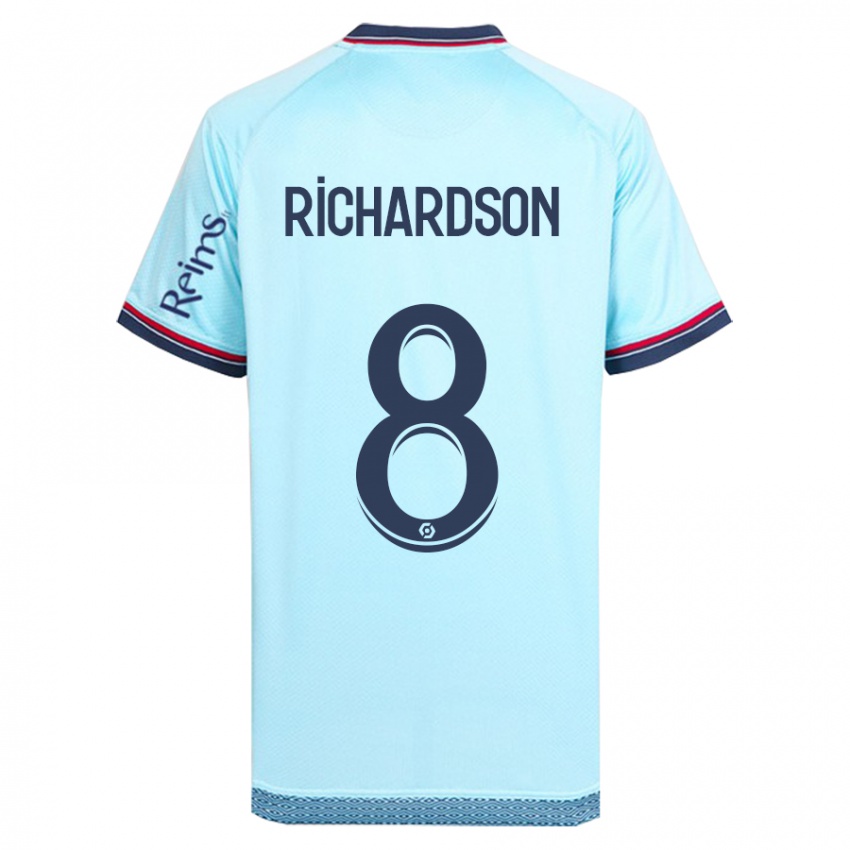 Uomo Maglia Amir Richardson #8 Cielo Blu Kit Gara Away 2023/24 Maglietta