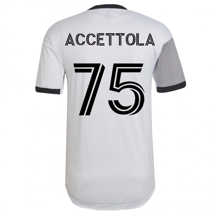 Uomo Maglia Luca Accettola #75 Bianco Kit Gara Away 2023/24 Maglietta
