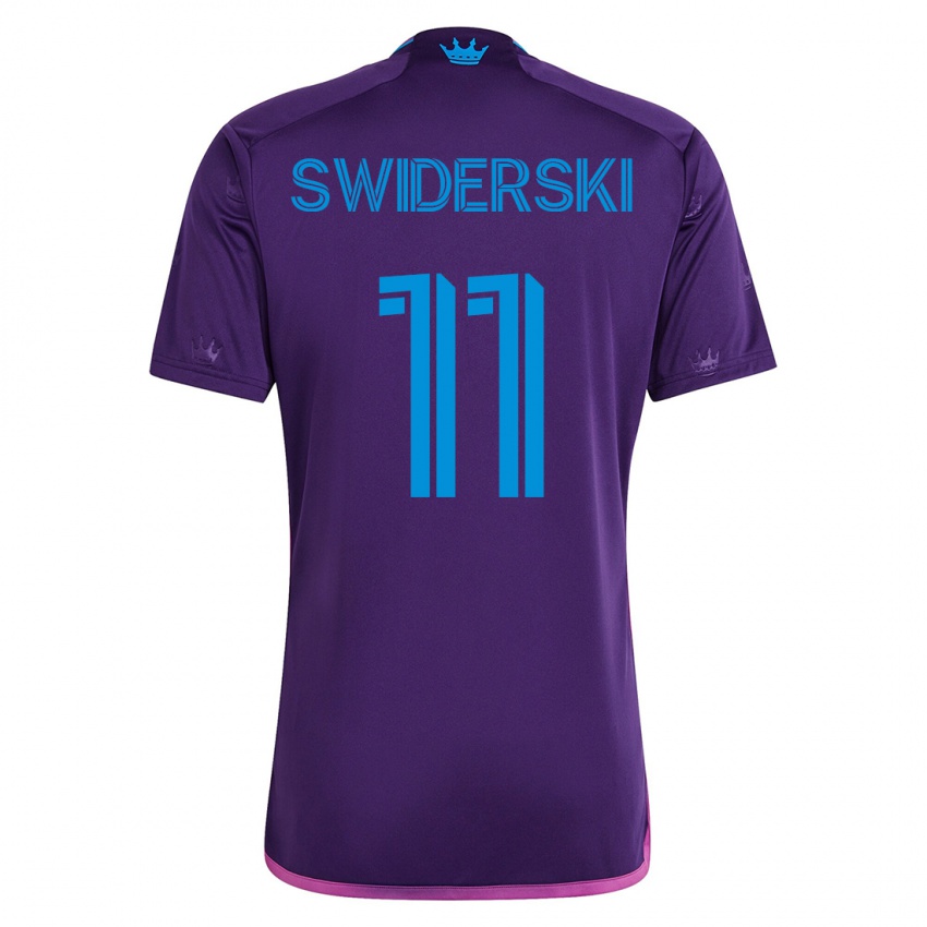 Uomo Maglia Karol Swiderski #11 Viola Kit Gara Away 2023/24 Maglietta