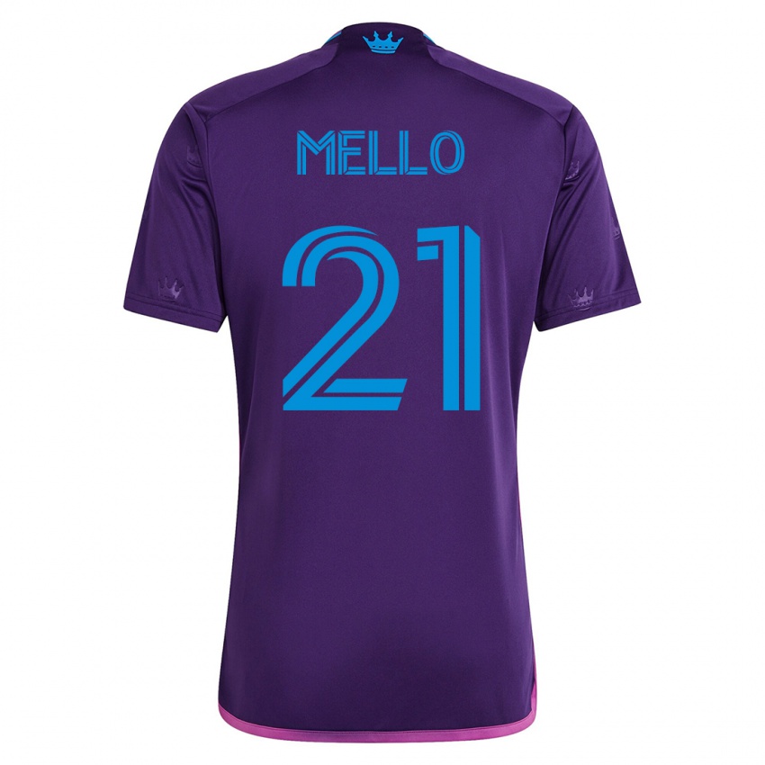 Uomo Maglia Vinicius Mello #21 Viola Kit Gara Away 2023/24 Maglietta