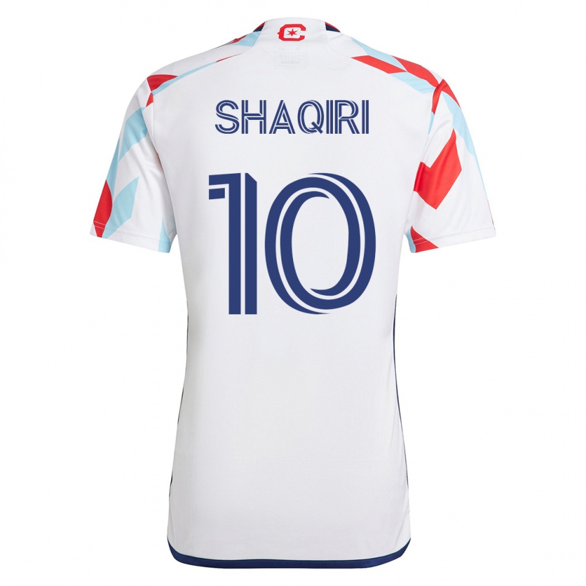 Uomo Maglia Xherdan Shaqiri #10 Bianco Blu Kit Gara Away 2023/24 Maglietta