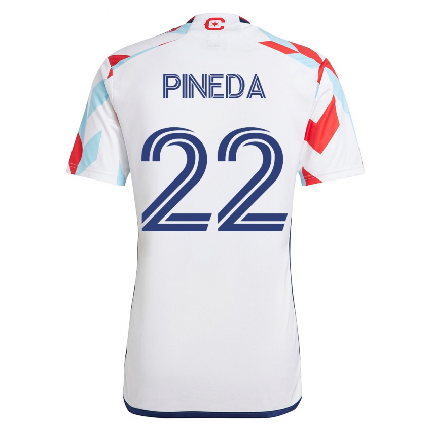 Uomo Maglia Mauricio Pineda #22 Bianco Blu Kit Gara Away 2023/24 Maglietta