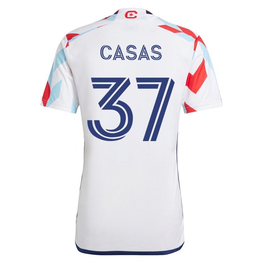 Uomo Maglia Javier Casas #37 Bianco Blu Kit Gara Away 2023/24 Maglietta