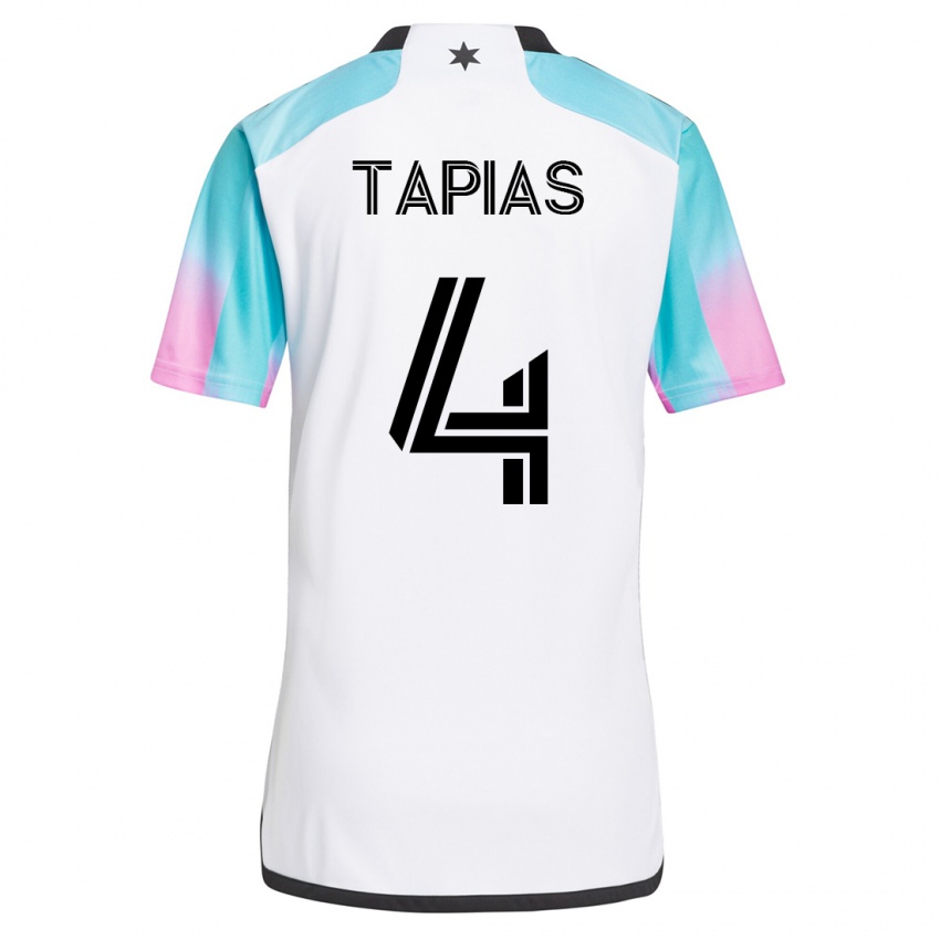 Uomo Maglia Miguel Tapias #4 Bianco Kit Gara Away 2023/24 Maglietta