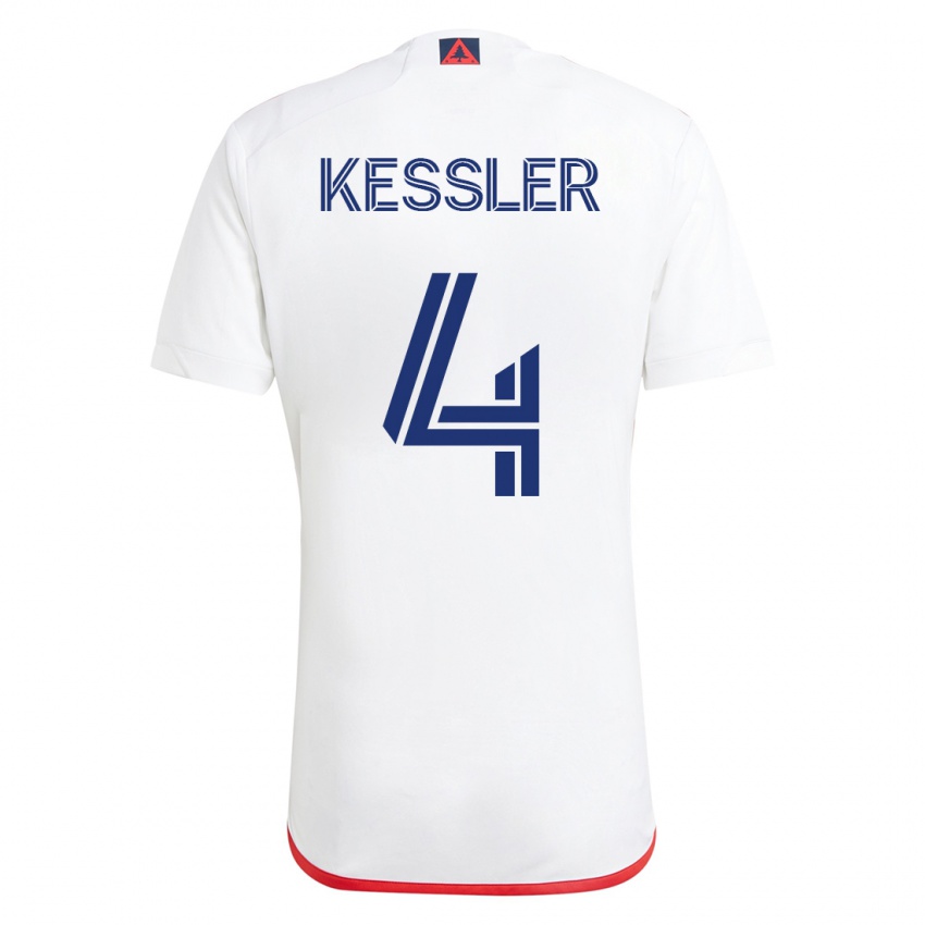 Uomo Maglia Henry Kessler #4 Bianco Rosso Kit Gara Away 2023/24 Maglietta