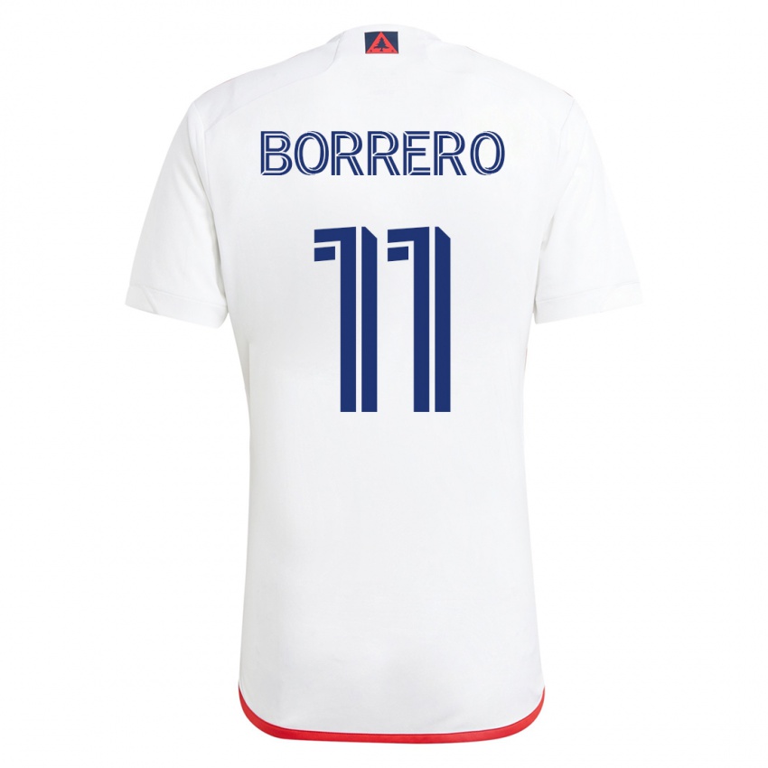 Uomo Maglia Dylan Borrero #11 Bianco Rosso Kit Gara Away 2023/24 Maglietta