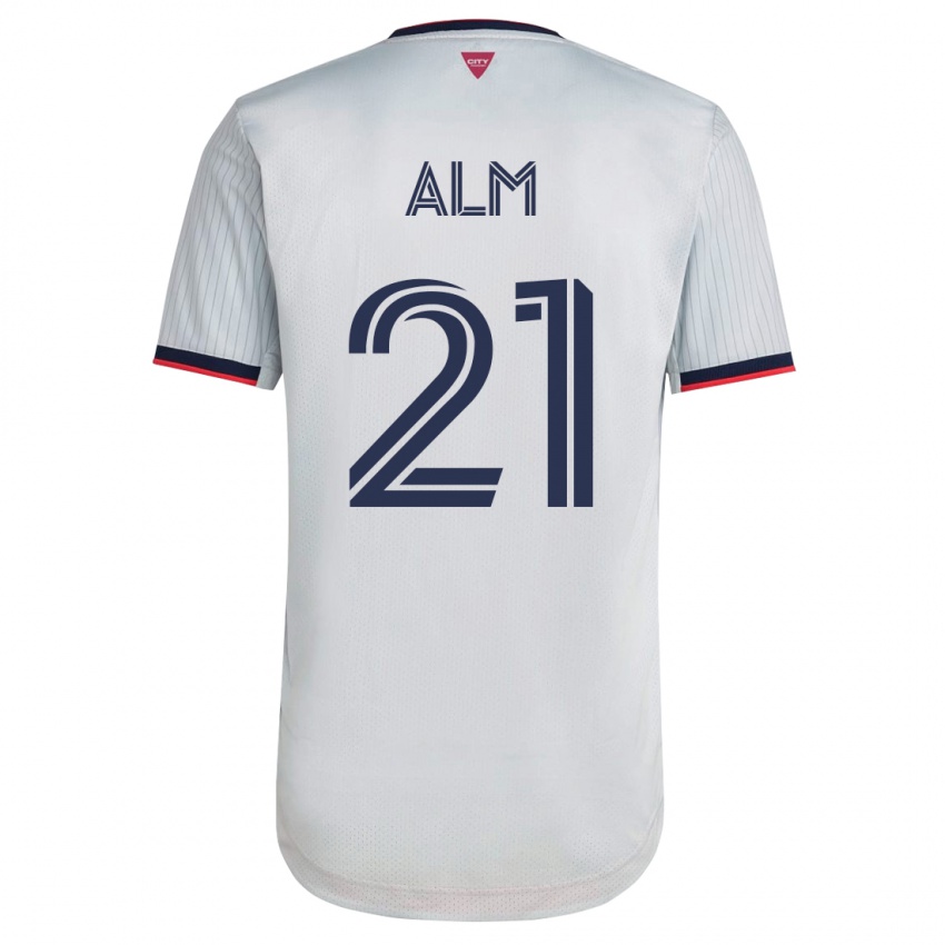 Uomo Maglia Rasmus Alm #21 Bianco Kit Gara Away 2023/24 Maglietta