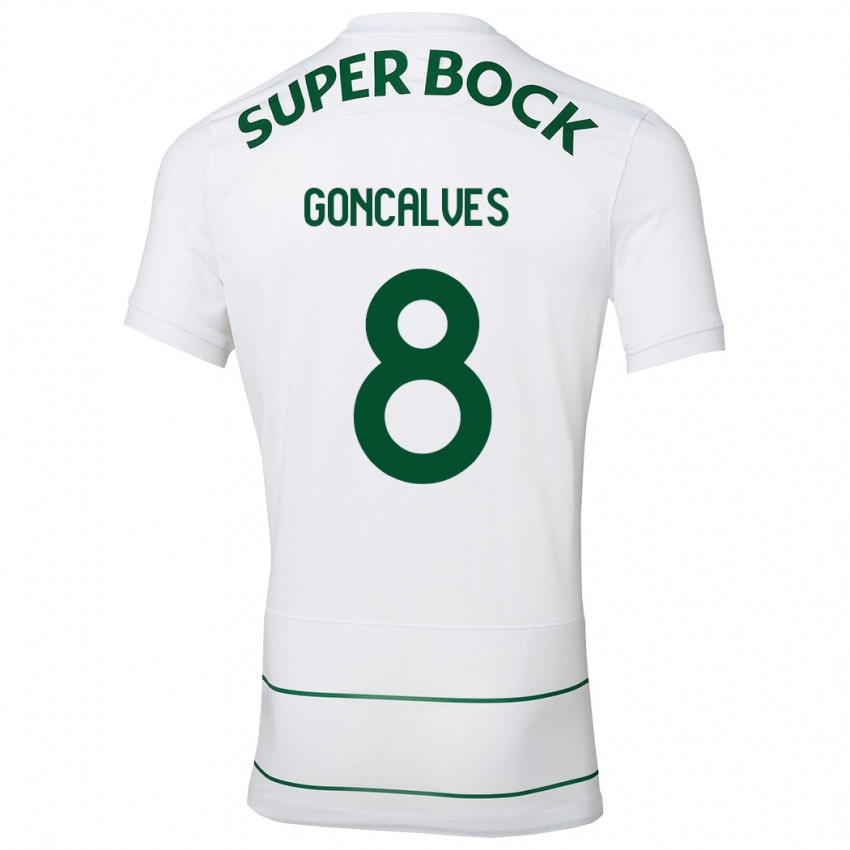 Uomo Maglia Pedro Goncalves #8 Bianco Kit Gara Away 2023/24 Maglietta