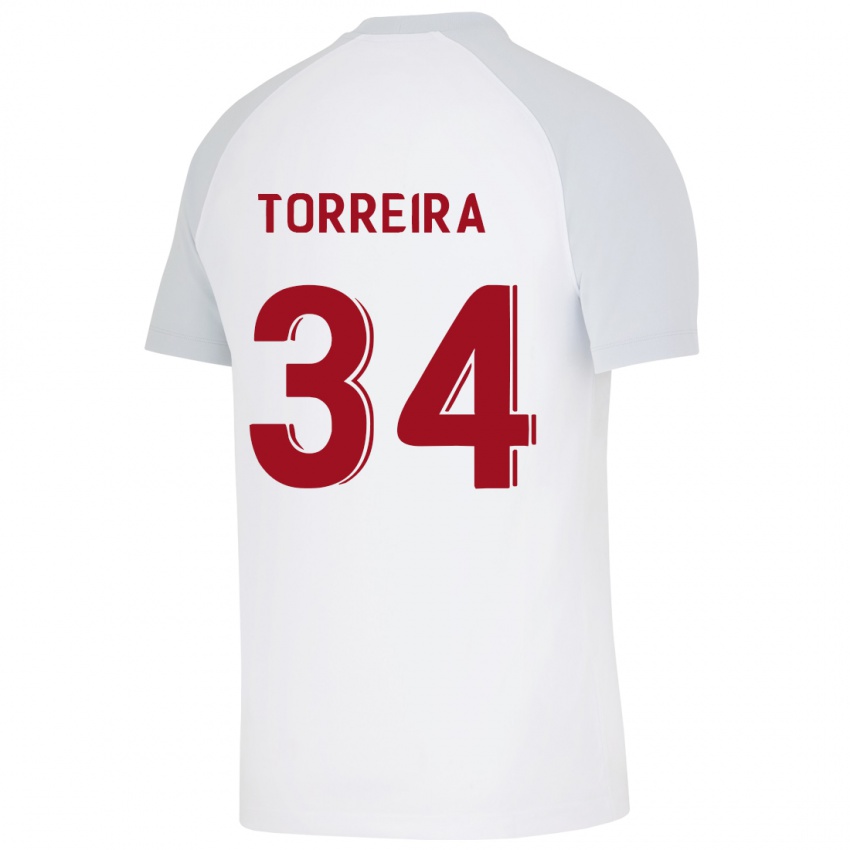 Uomo Maglia Lucas Torreira #34 Bianco Kit Gara Away 2023/24 Maglietta