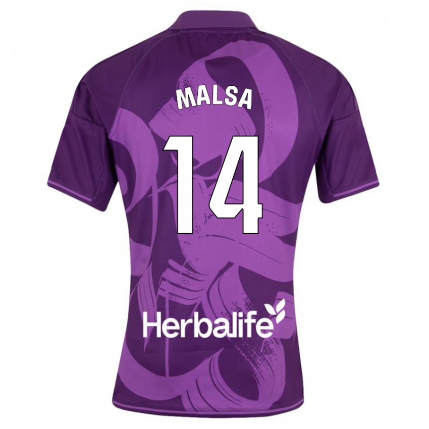 Uomo Maglia Mickaël Malsa #14 Viola Kit Gara Away 2023/24 Maglietta