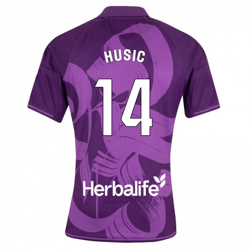 Uomo Maglia Salih Husic #14 Viola Kit Gara Away 2023/24 Maglietta