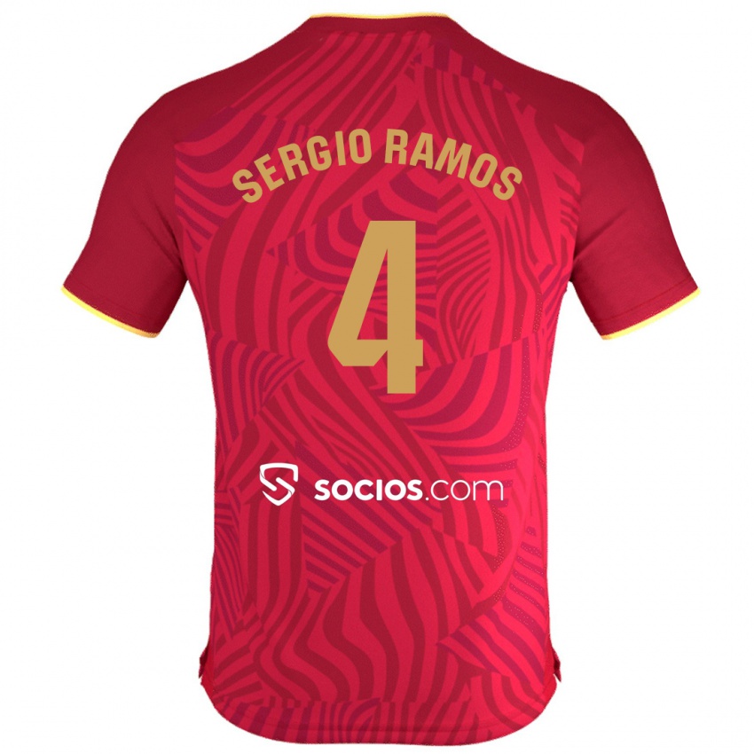 Uomo Maglia Sergio Ramos #4 Rosso Kit Gara Away 2023/24 Maglietta