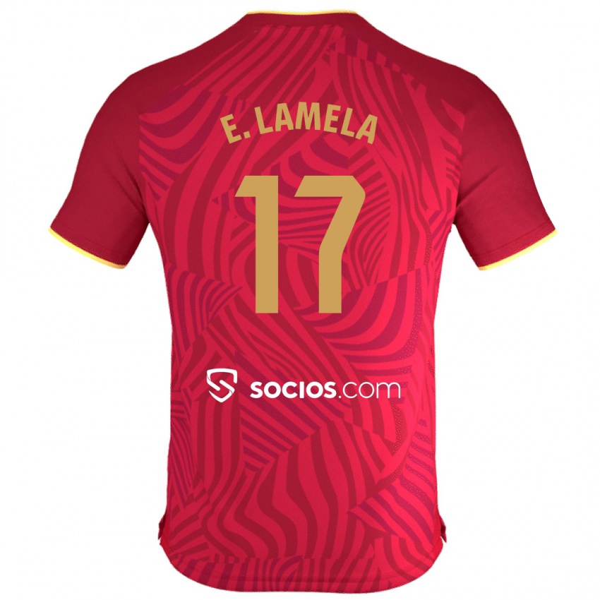 Uomo Maglia Erik Lamela #17 Rosso Kit Gara Away 2023/24 Maglietta