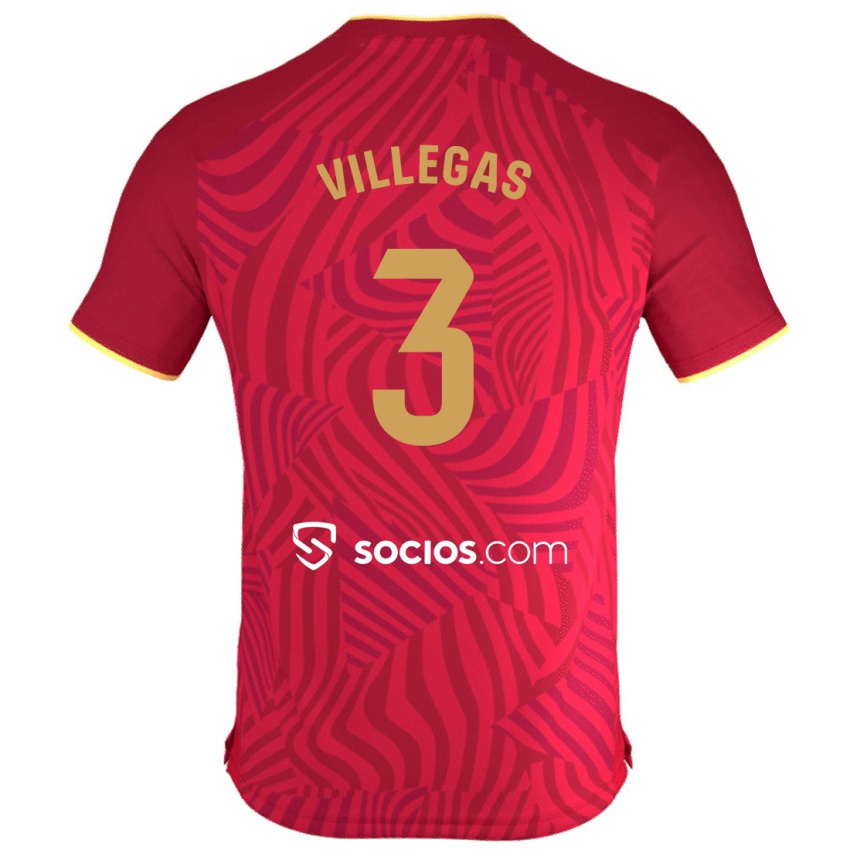 Uomo Maglia Juancho Villegas #3 Rosso Kit Gara Away 2023/24 Maglietta