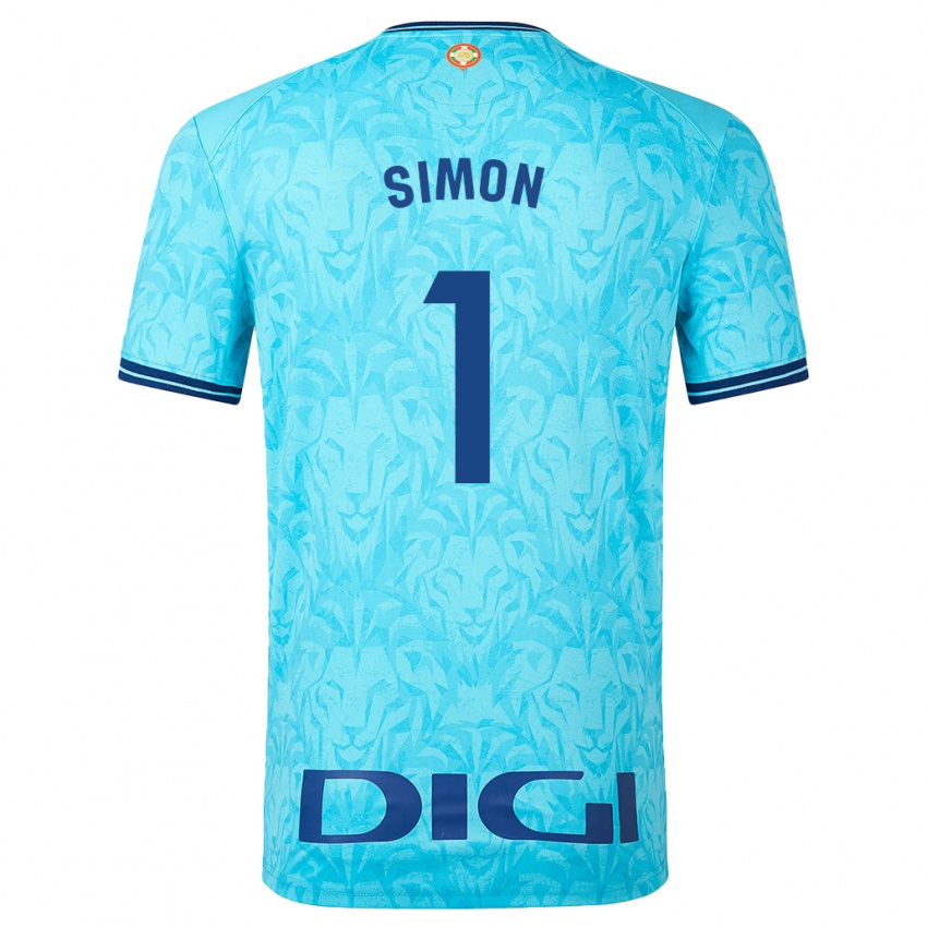 Uomo Maglia Unai Simon #1 Cielo Blu Kit Gara Away 2023/24 Maglietta