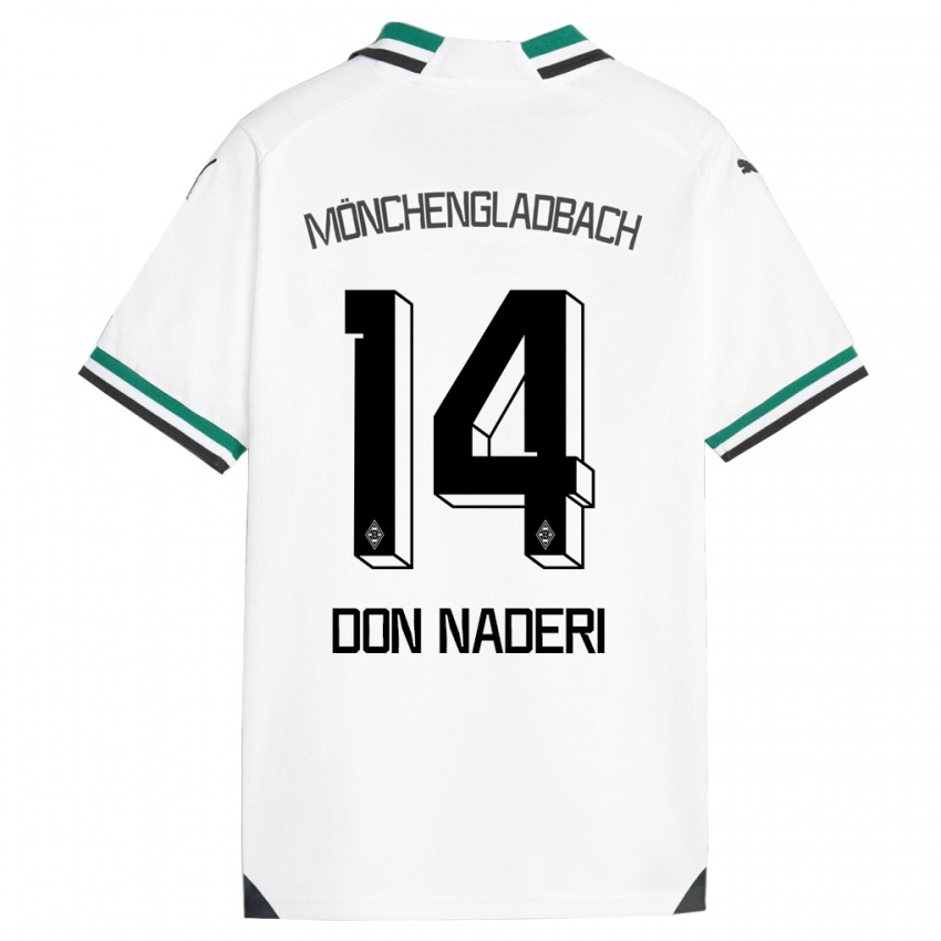 Donna Maglia Ryan Don Naderi #14 Bianco Verde Kit Gara Home 2023/24 Maglietta
