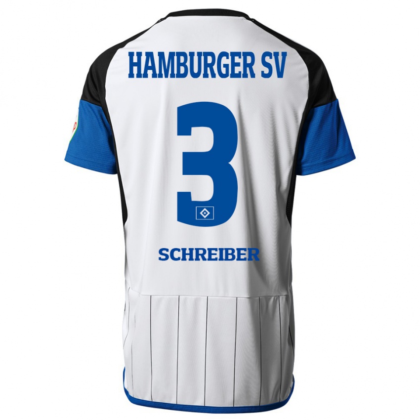 Donna Maglia David Schreiber #3 Bianco Kit Gara Home 2023/24 Maglietta