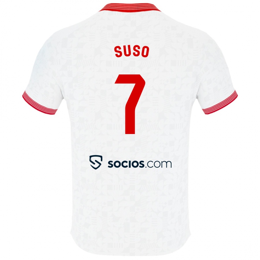 Donna Maglia Suso #7 Bianco Kit Gara Home 2023/24 Maglietta