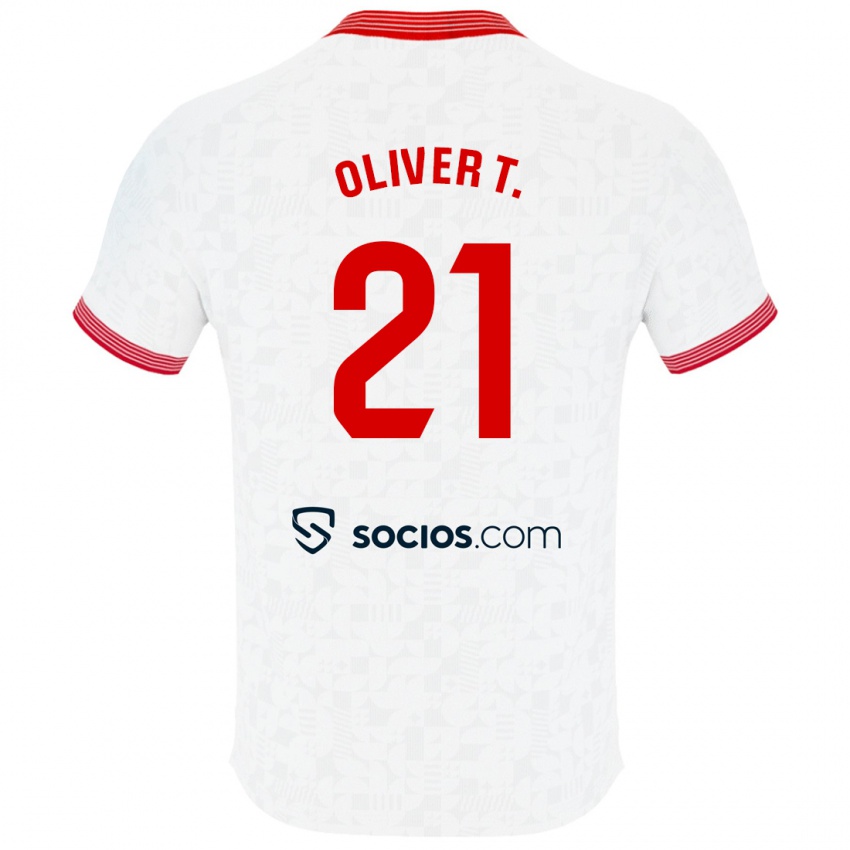 Donna Maglia Oliver Torres #21 Bianco Kit Gara Home 2023/24 Maglietta