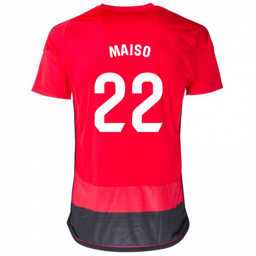 Donna Maglia Álvaro Maiso #22 Rosso Nero Kit Gara Home 2023/24 Maglietta