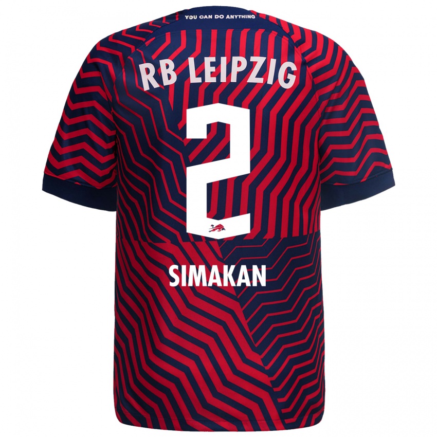 Donna Maglia Mohamed Simakan #2 Blu Rosso Kit Gara Away 2023/24 Maglietta