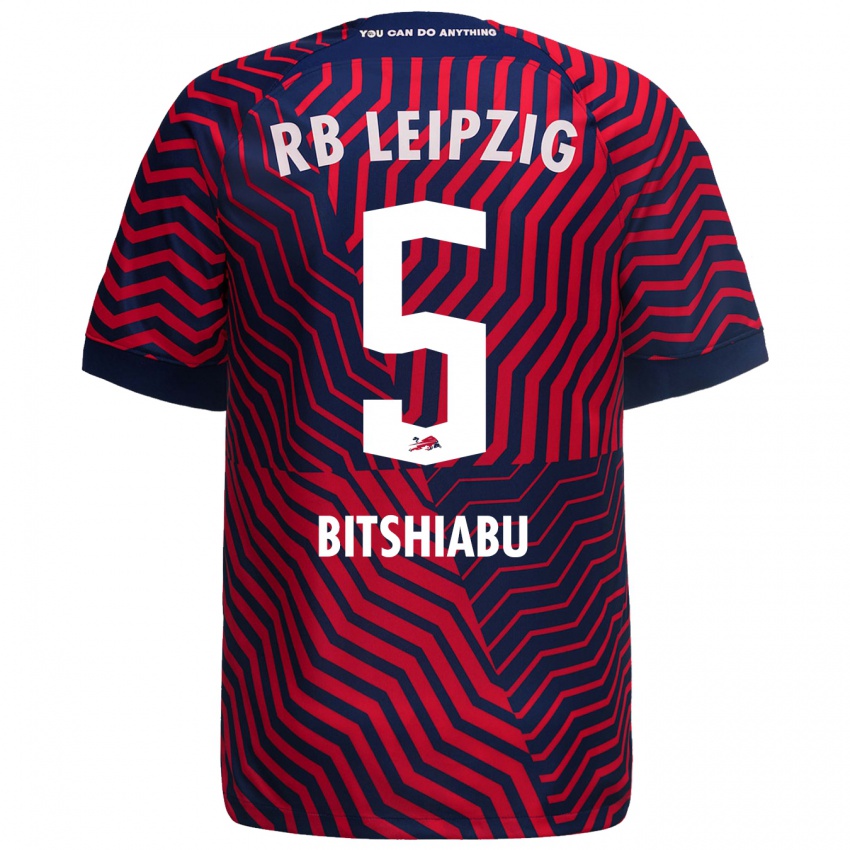 Donna Maglia El Chadaille Bitshiabu #5 Blu Rosso Kit Gara Away 2023/24 Maglietta