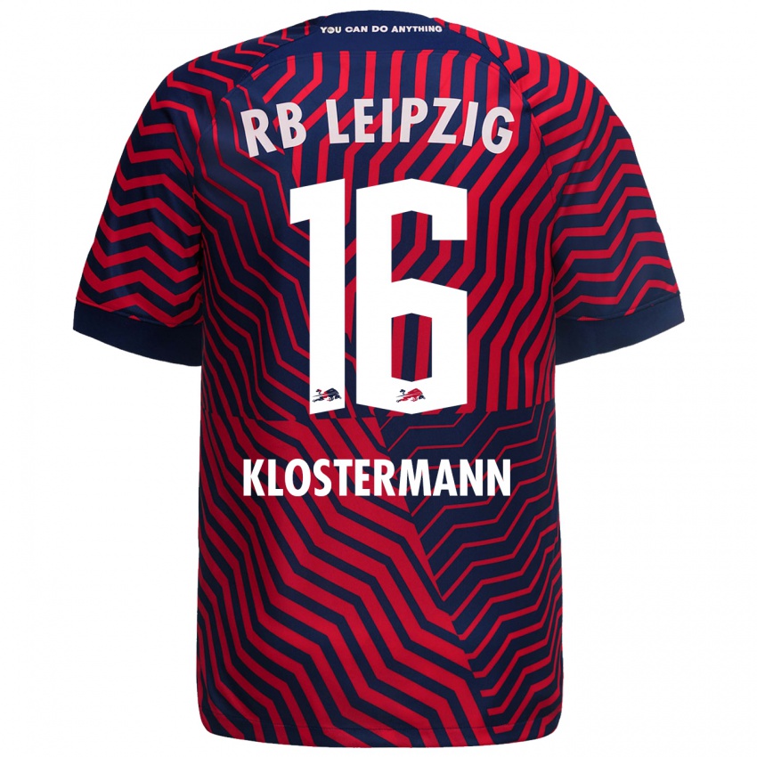 Donna Maglia Lukas Klostermann #16 Blu Rosso Kit Gara Away 2023/24 Maglietta