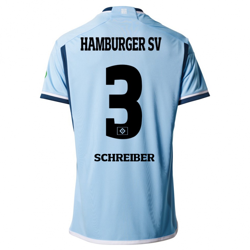 Donna Maglia David Schreiber #3 Blu Kit Gara Away 2023/24 Maglietta