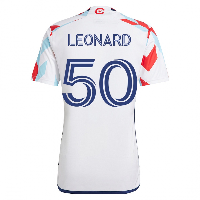 Donna Maglia Eric Leonard #50 Bianco Blu Kit Gara Away 2023/24 Maglietta