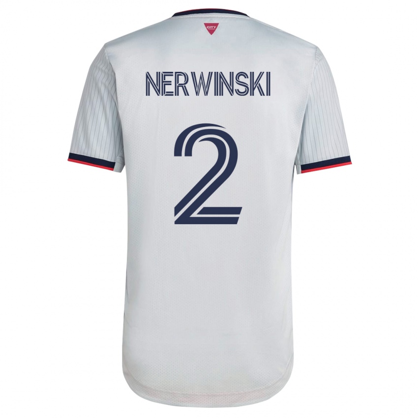 Donna Maglia Jake Nerwinski #2 Bianco Kit Gara Away 2023/24 Maglietta