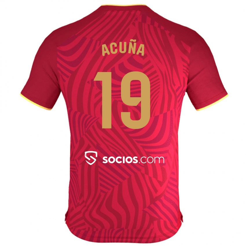 Donna Maglia Marcos Acuna #19 Rosso Kit Gara Away 2023/24 Maglietta