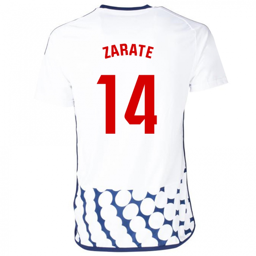 Donna Maglia Hugo Zárate #14 Bianco Kit Gara Away 2023/24 Maglietta