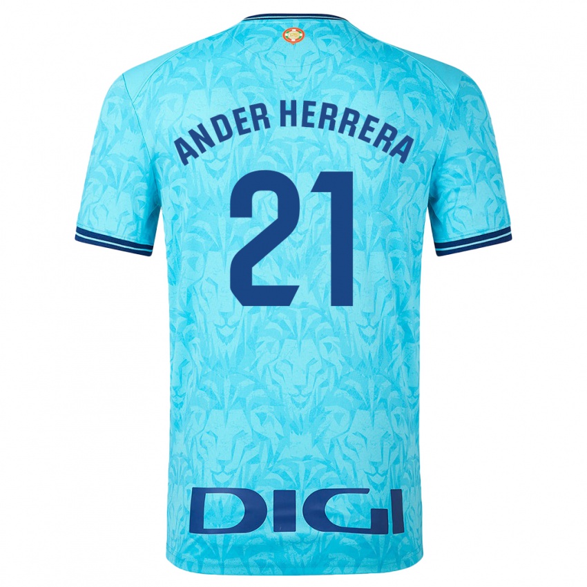 Donna Maglia Ander Herrera #21 Cielo Blu Kit Gara Away 2023/24 Maglietta