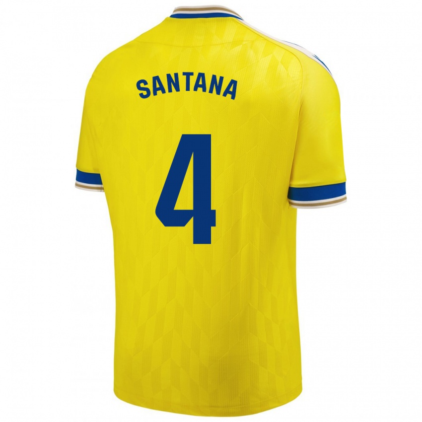 Bambino Maglia María Del Carmen Santana Vázquez #4 Giallo Kit Gara Home 2023/24 Maglietta