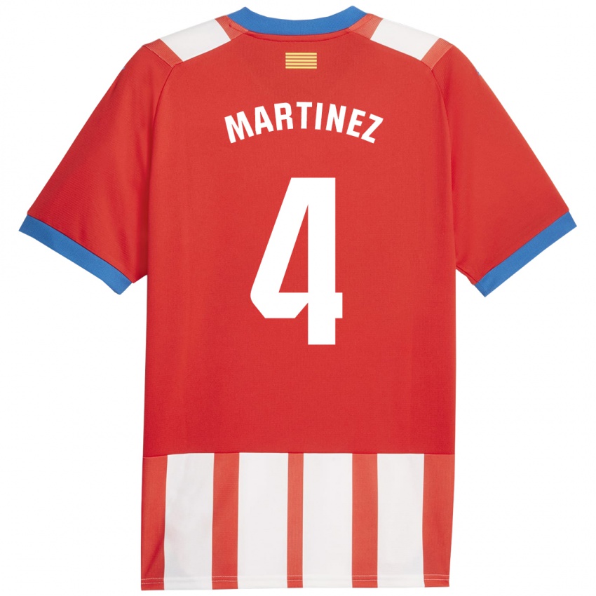 Bambino Maglia Arnau Martínez #4 Rosso Bianco Kit Gara Home 2023/24 Maglietta